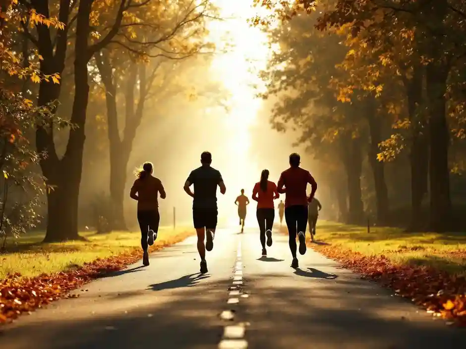 Runners on a sunny path